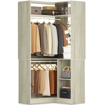 34’’ Corner Closet System with Shelves and Hanging Rods
