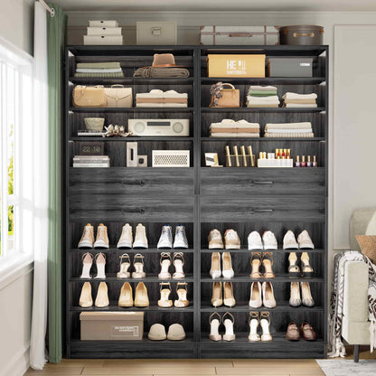 2-Pack 10-Tier Shoe Cabinet Set with 4 Drawers, 65cm Width Freestanding Organizer