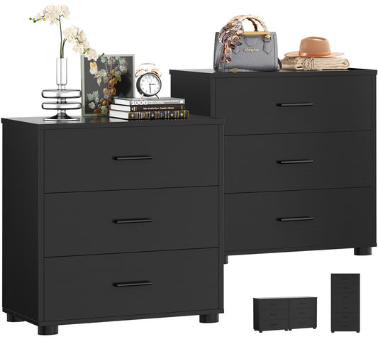 Closet Drawers Set of 2 – Wooden Closet Organizer with 3 Drawers Each, Storage Unit