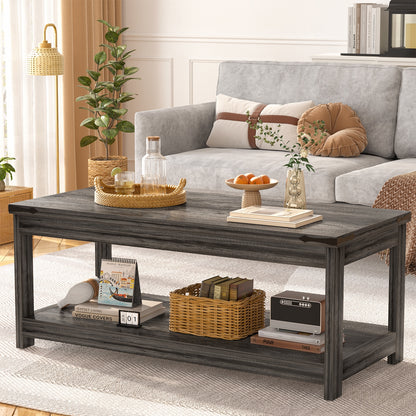 43.3” Rectangular Coffee Table with Storage Shelf