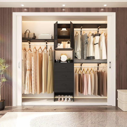 96 '' Closet Organizer System with Wood Drawers and Doors