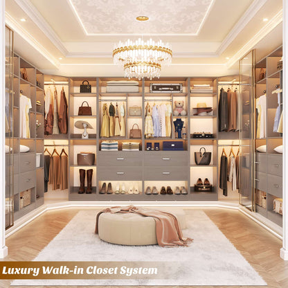 Closet System Closet Organizer, Wood Closet Organizer System,Walk-in Closet or Small Closets Wardrobe, Clothes Rack with Hanging Rods