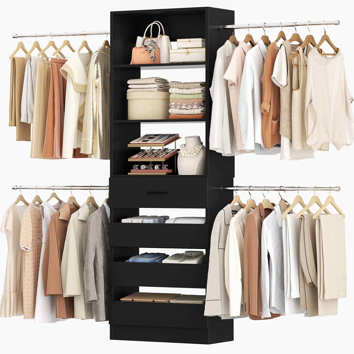 4-9 Ft Adjustable Wooden Closet Organizer System