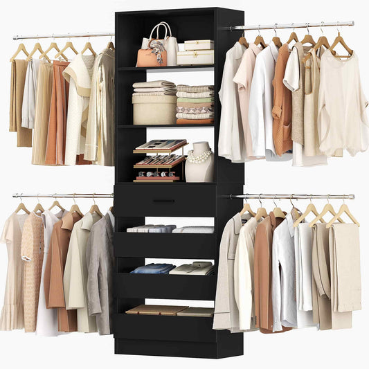 4-9 Ft Adjustable Wooden Closet Organizer System