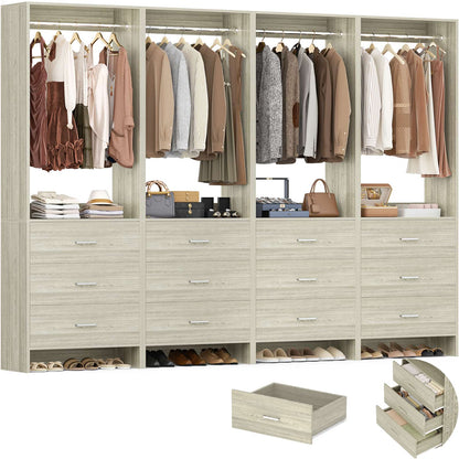 8FT Closet System with Wooden Drawers