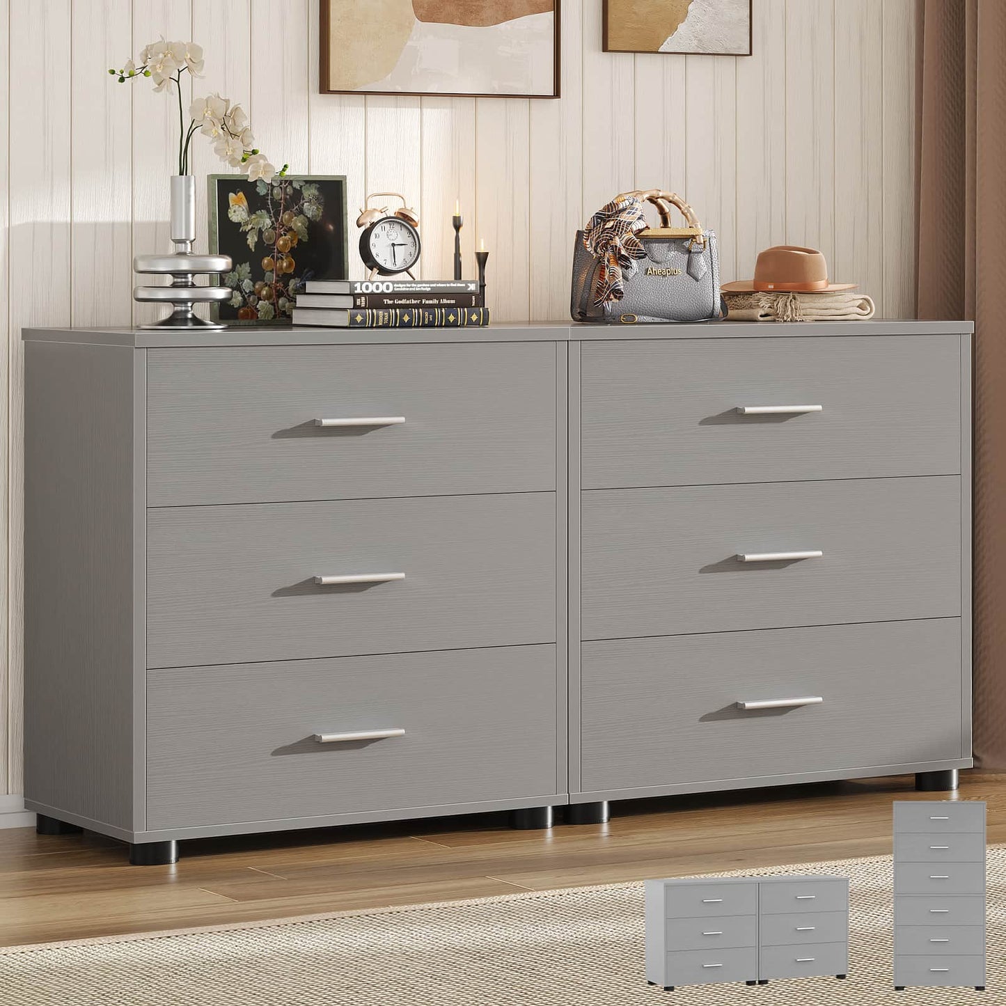 3-Drawer Wood Closet Organizer System - Multi-Functional Storage for Bedroom, Nightstand or End Table