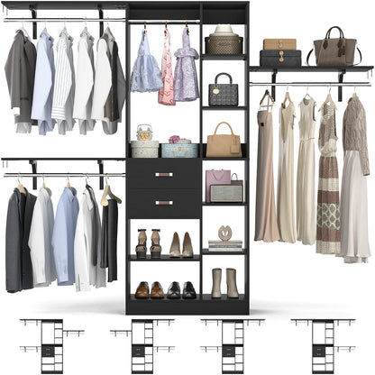 8FT Closet Organizer System with Wood Drawers