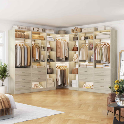Complete Corner & Straight Closet Organizer Suite:1 Corner Shelf Unit + 4 Tower Systems ( 4-Drawer+ 6-Drawer Options)
