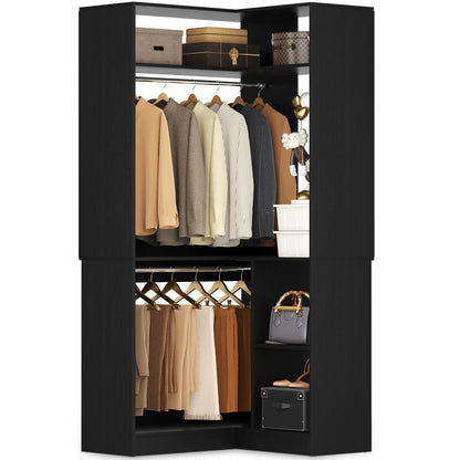 34’’ Corner Closet System with Shelves and Hanging Rods