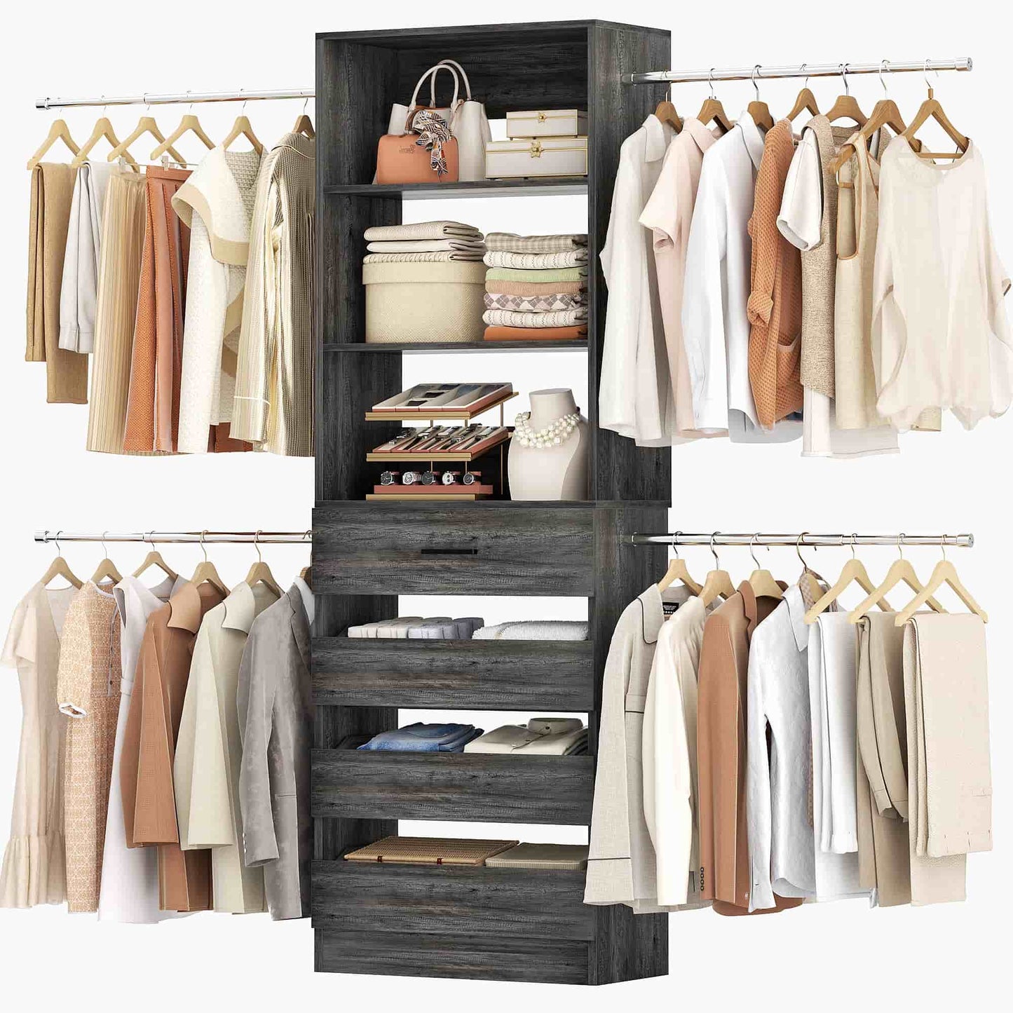 4-9 Ft Adjustable Wooden Closet Organizer System