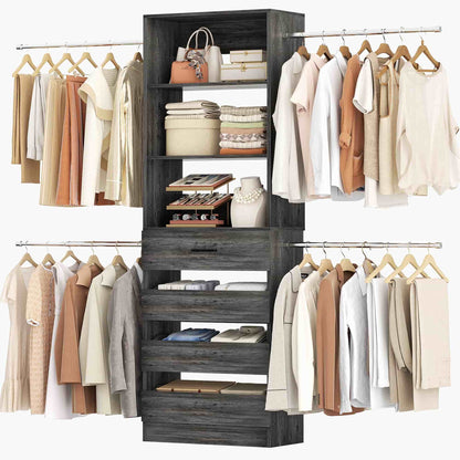 4-9 Ft Adjustable Wooden Closet Organizer System