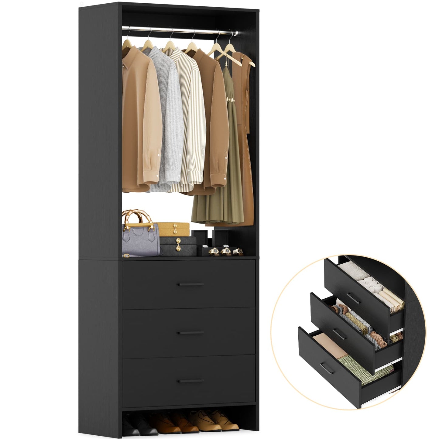2FT Closet System with Wooden Drawers
