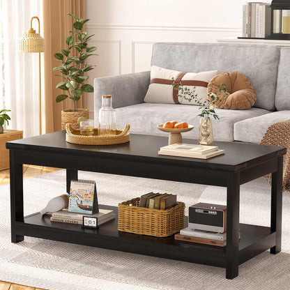 43.3” Rectangular Coffee Table with Storage Shelf