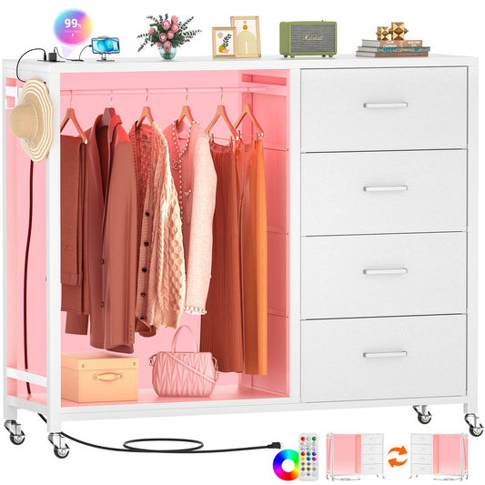 Dresser with Hanging Rack & 4 Drawers