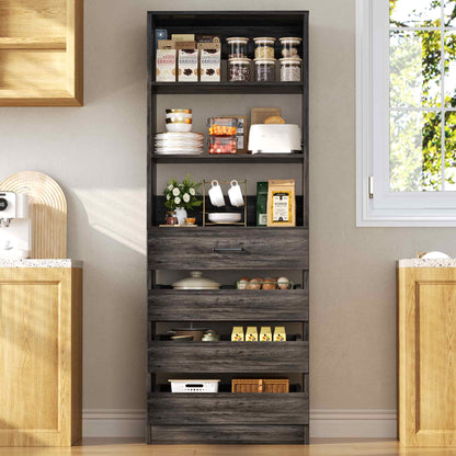 Space-Saving Modular Closet Organizer System with 4 Drawers & Adjustable Shelves - Wood Storage Cabinet