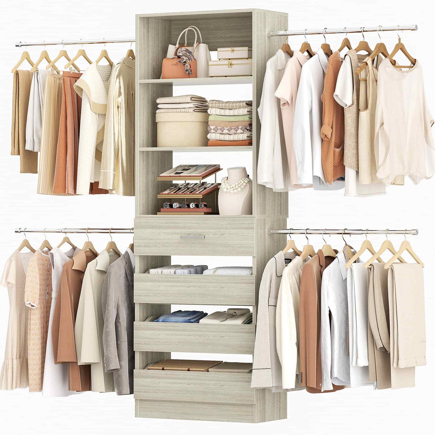4-9 Ft Adjustable Wooden Closet Organizer System