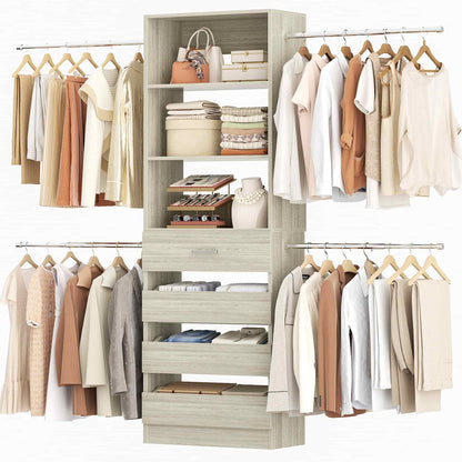 4-9 Ft Adjustable Wooden Closet Organizer System