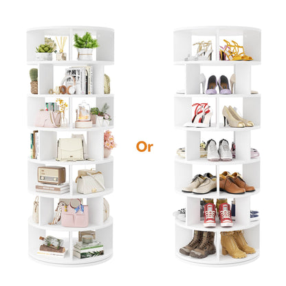 7-Tier Spinning Shoe Rack Tower, 360 Revolving wooden Shoe Rack, 60'' for shoes ,bags, Display Lazy Susan ,Storage Carousel