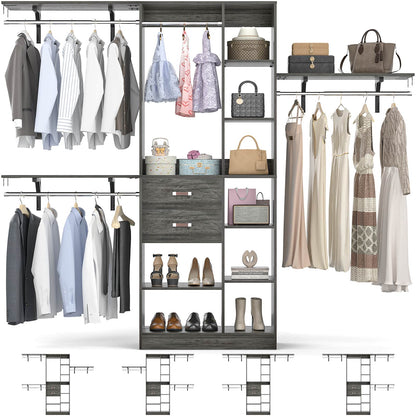 8FT Closet Organizer System with Wood Drawers