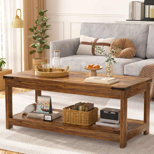 43.3” Rectangular Coffee Table with Storage Shelf