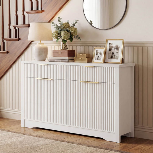 Buffet Cabinet with Storage, 55" Fluted Sideboard Buffet with Drawers