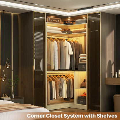 34’’ Corner Closet System with Shelves and Hanging Rods