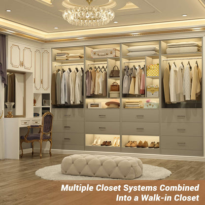 63.2" L X 39.2" W X 80" H Corner Closet System,Freestanding Closet Organizer System With 2 Drawers & 12 Shelves