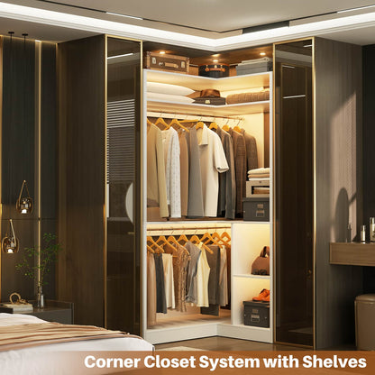 34’’ Corner Closet System with Shelves and Hanging Rods
