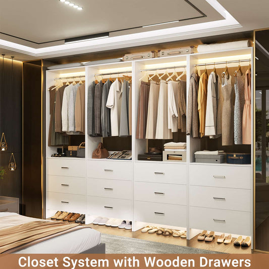 8FT Closet System with Wooden Drawers