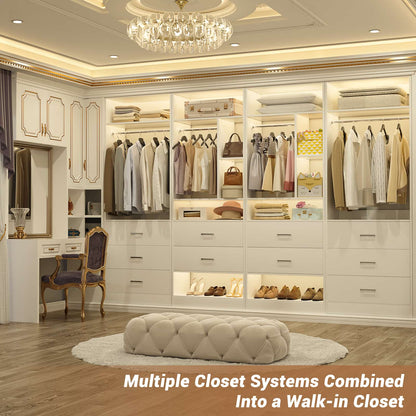 63.2" L X 39.2" W X 80" H Corner Closet System,Freestanding Closet Organizer System With 2 Drawers & 12 Shelves