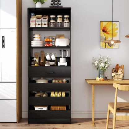 Space-Saving Modular Closet Organizer System with 4 Drawers & Adjustable Shelves - Wood Storage Cabinet