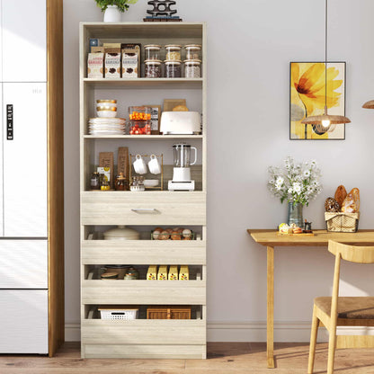 Space-Saving Modular Closet Organizer System with 4 Drawers & Adjustable Shelves - Wood Storage Cabinet