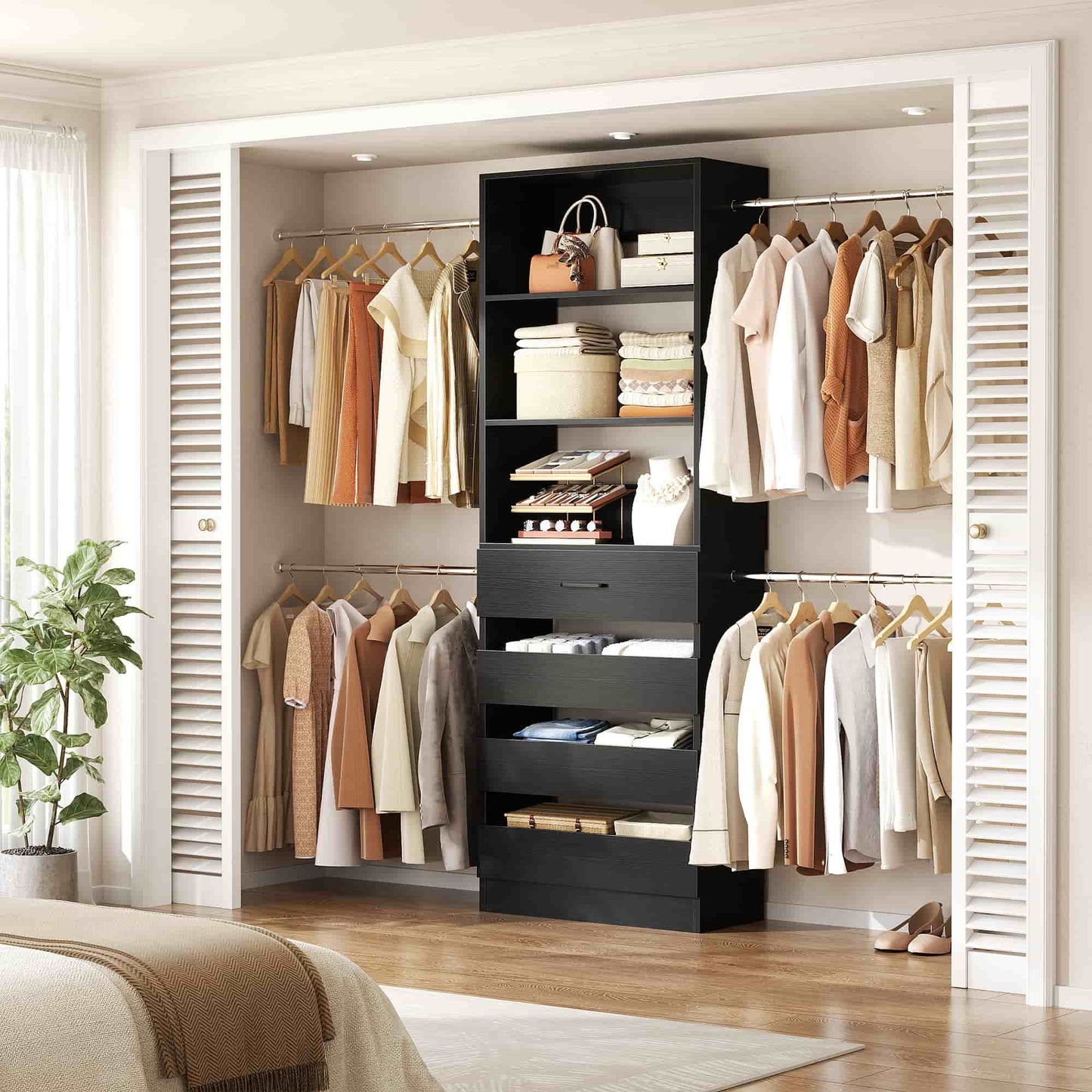 4-9 Ft Adjustable Wooden Closet Organizer System