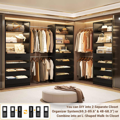 12-Drawer Customizable L-Shaped Closet System