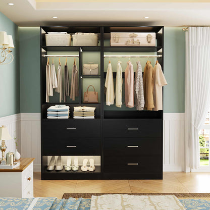 63.2" L X 39.2" W X 80" H Corner Closet System,Freestanding Closet Organizer System With 2 Drawers & 12 Shelves