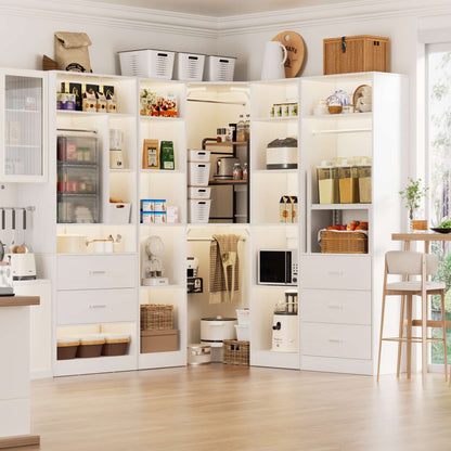 Freestanding Closet System with 3 Sets, 87.2" Closet Organizer System , Reversible L Shaped Walk-in Closets,