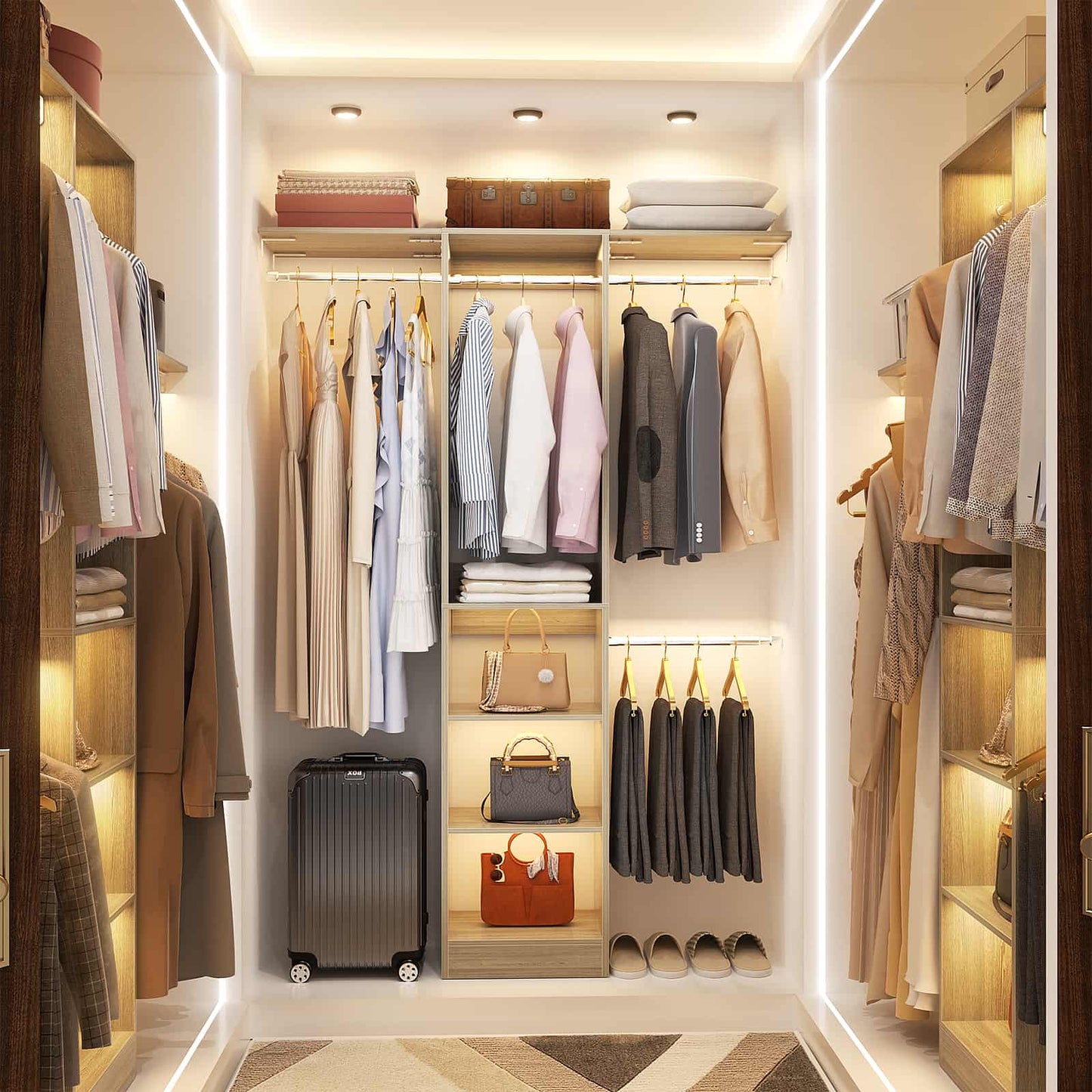 4FT Small Closet System with 4 Closet Rods & 3 Shelves