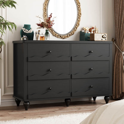 6-Drawer Dresser for Bedroom - 43" Modern Chest of Drawers with Scalloped Front, Storage Organizer