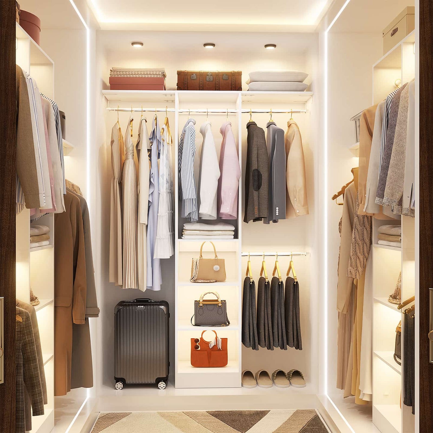 4FT Small Closet System with 4 Closet Rods & 3 Shelves