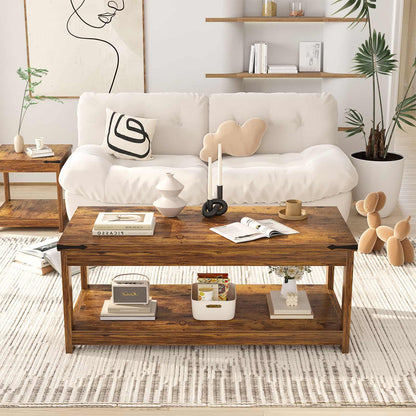 43.3” Rectangular Coffee Table with Storage Shelf