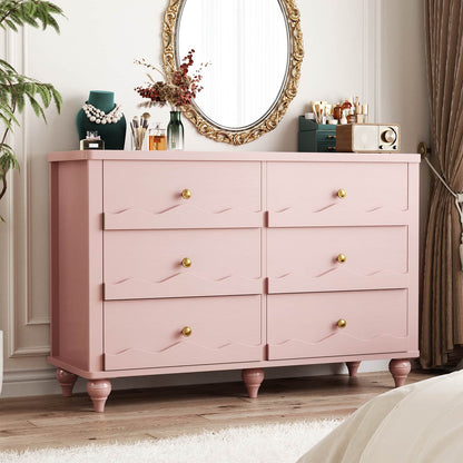 6-Drawer Dresser for Bedroom - 43" Modern Chest of Drawers with Scalloped Front, Storage Organizer