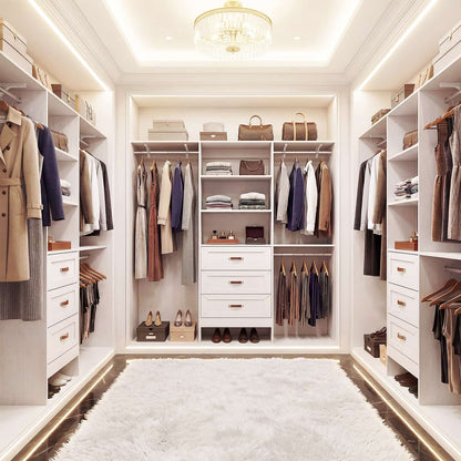 96'' W Closet Organizer System With Wooden Drawers