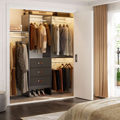 59'' W Small Closet System with 3 Fabric Drawers