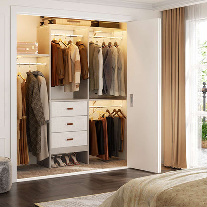 59'' W Small Closet System with 3 Fabric Drawers