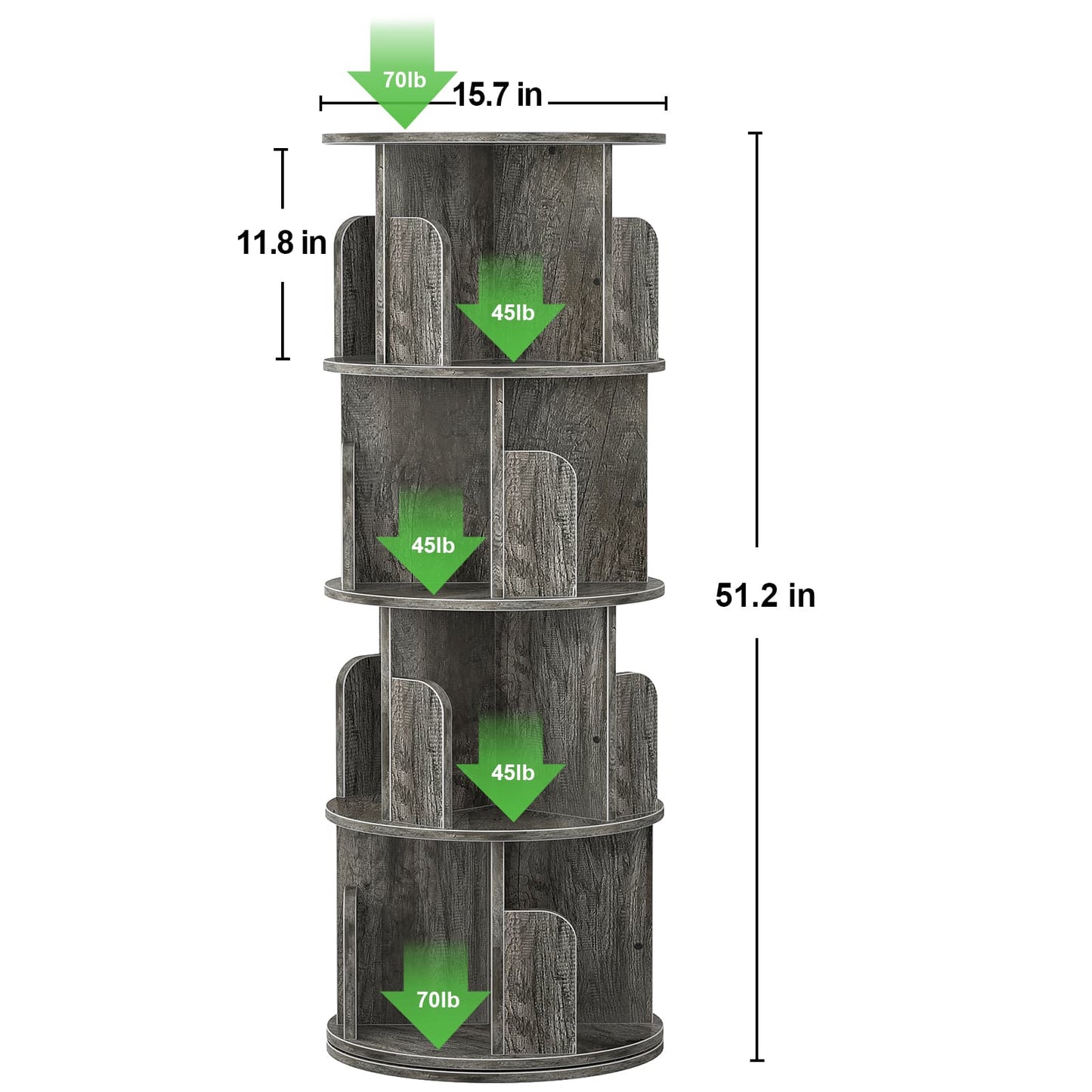 Rotating Bookshelf, 360 Display Corner Bookshelf for Small Space