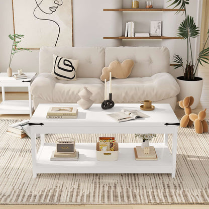 43.3” Rectangular Coffee Table with Storage Shelf