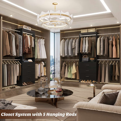 Closet System, Closet Organizer with 3 Wooden Drawers