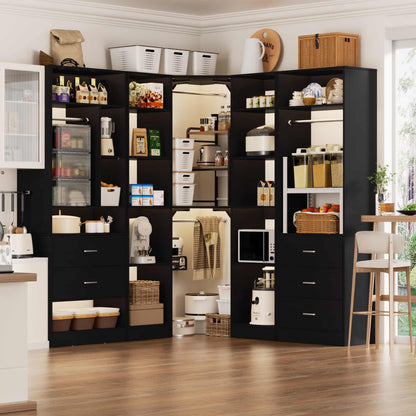 Freestanding Closet System with 3 Sets, 87.2" Closet Organizer System , Reversible L Shaped Walk-in Closets,