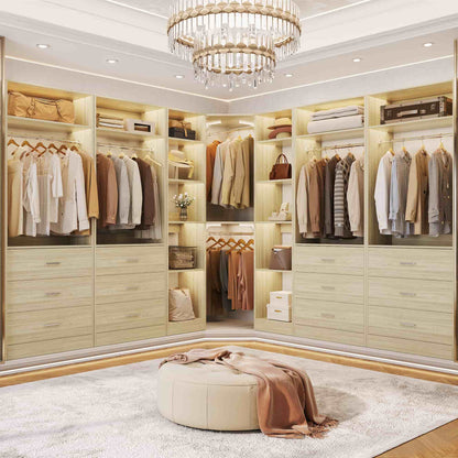 87.2" Freestanding Closet Organizer System - Modular L-Shaped Design,Reversible, 6 Drawers & 4 Hanging Rods, 2000+ LBS Capacity,3 Sets