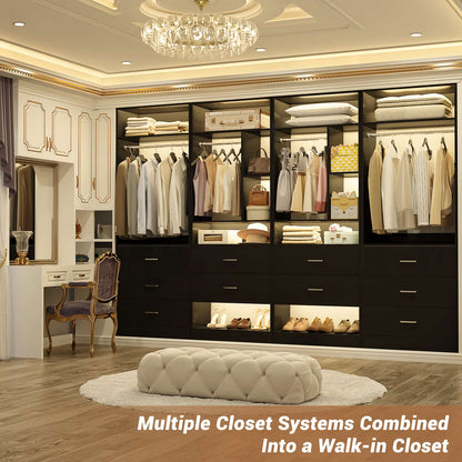 63.2" L X 39.2" W X 80" H Corner Closet System,Freestanding Closet Organizer System With 2 Drawers & 12 Shelves